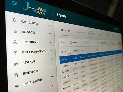 Mursaal Portal admin arabic data form header icons left nav list logo navigation table tabs