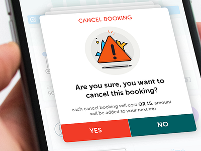 Cancel Dialogue booking cancel cards design dialog icons ios iphone layover popup ui uxd