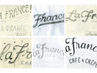 La France- logo development lettering logo sketches