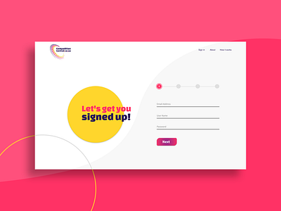 Step 1 of Sign Up Form For Competition Website 001 app daily 100 challenge dailyui design flat illustrator minimal ui ux web website