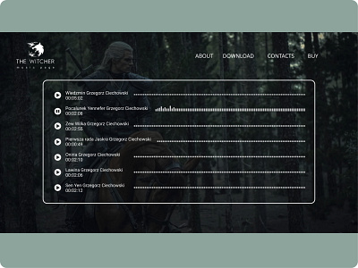 The Witcher music page branding design landing page ui ux web website