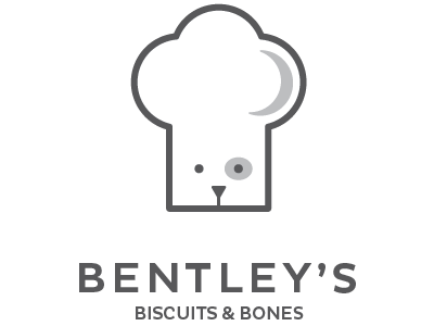 Class Project, Bentley's Logo brand branding chef chef hat clean dog dog treats gray identity logo simple white