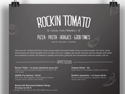 Rockin' Tomato—Rebrand and Menu Design