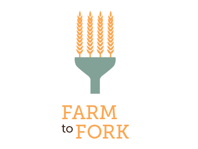 Logo for Farm to Fork blue brand branding design farm fork icon identity logo vector wheat yellow