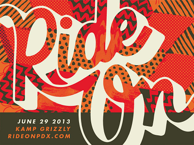 Ride On PDX art artist custom design gallery lettering on patterns pdx portland ride show skateboard typography