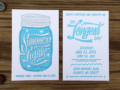 Summer Lights - Letterpress Invitations barn design farm hand made illustration invitations invite lettering letterpress lights paper summer typography wisconsin