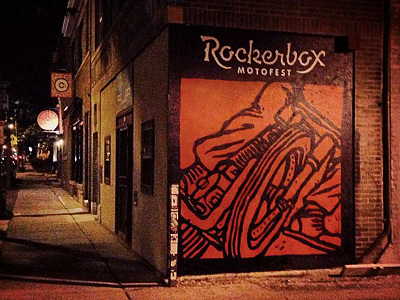 Rockerbox 2013 Giant Painted Poster brand branding hand illustration lettering milwaukee motorcycles mural paint poster rockerbox sign
