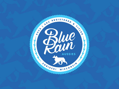 Blue Rain Aussies Final Logo aussies badge blue design graphic logo rain seal type typography