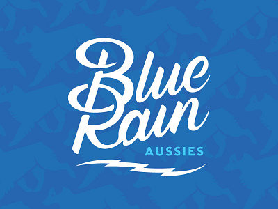 Blue Rain - Script Closeup aussies badge blue design graphic logo rain seal type typography