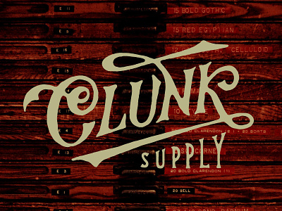 Clunk Supply branding classic clunk design letterpress logo script supply swash text vintage