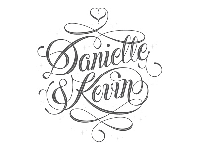 Danielle & Kevin Wedding Invitation calligraphy embellish flourish lettering lockup script swirls typography