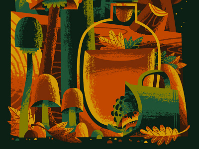 Hot Pop - Friendship Show Vol. 3 "Toadstoolin'" bottle drawing forest hot illustration ink mushroom paint pop poster print