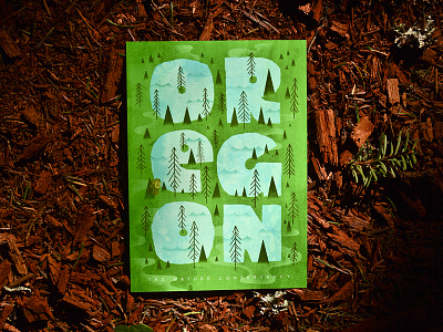The Nature Conservancy "Oregon" design illustration lettering outdoors texture trees type