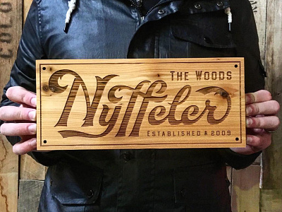 Nyffeler Sign lettering old time script swash type typography woods