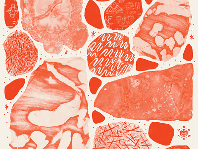 Cairn Pile Pattern agate cairn desert draw line red risograph rocks