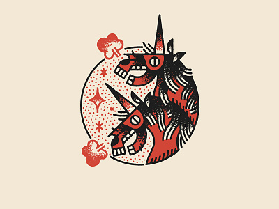 Permanent Records aesop black drawing illustration permanent records red rock tattoo unicorn