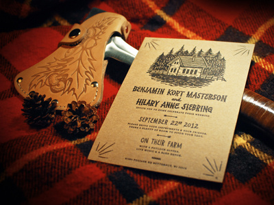 Hil & Ben's Letter-pressed Wedding Invitation house invitation letterpress nature wedding wisconsin woods