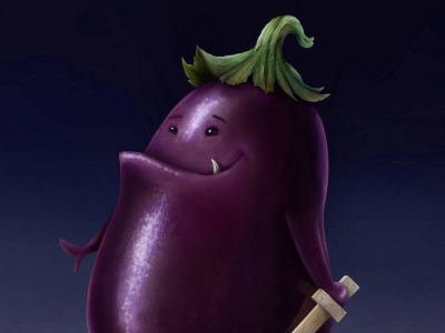 AUBERGINE aubergine character cute digital painting realism