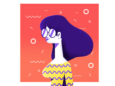 LADY RETRO character colorful flat retro woman