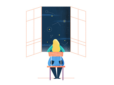 Letter to the universe character design flat illustration letter sky universe wishing