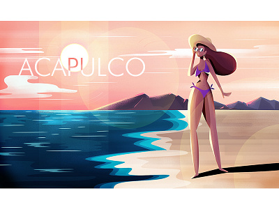 Acapulco Beach acapulco character design flat illustration mexico texture