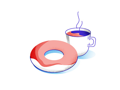 Morning coffee coffee donut flat simple texture vector