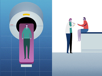 MRI Machine character design doctors explainer flat texture