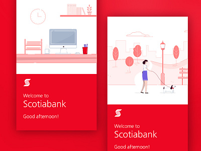 Scotiabank Canada App Illustrations app character icons illustration outlines red scotia web illustration