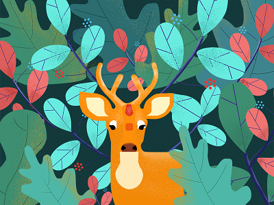 A genie, a deer, appeared in the grass illustration ui