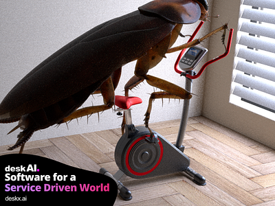 Cockroach riding an exercise bike for Desk AI 3d design blender cinema 4d cinema4d desk ai maxon maya3d