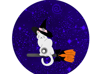 kity cat dream halloween illustration kitty moon ui