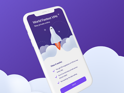 VPN — Marketing Screen clouds mobile space spaceship stars vpn