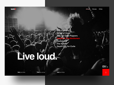 Music Venue Landing Page landing page music typography ui design ux design web design