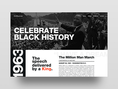 Black History Month Concept bhm black history month helvetica landing page martin luther king jr mlk photography typography ui ui design ux ux design web design