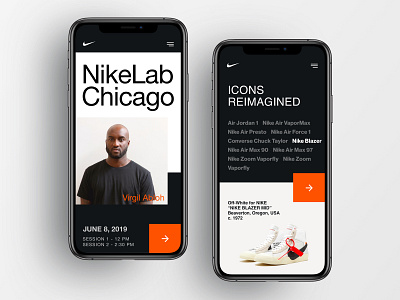 Nike Virgil Abloh Concept app fashion mobile mobile app nike sneakers typography ui ui design ux ux design