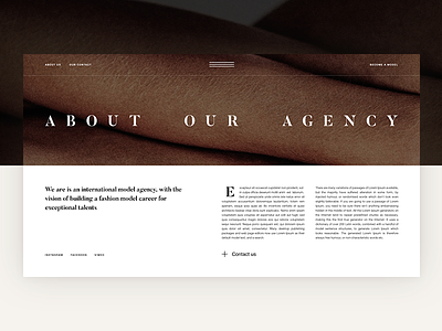 M.A. Agency. About page about us beauty fashion girl layout model ui ux woman
