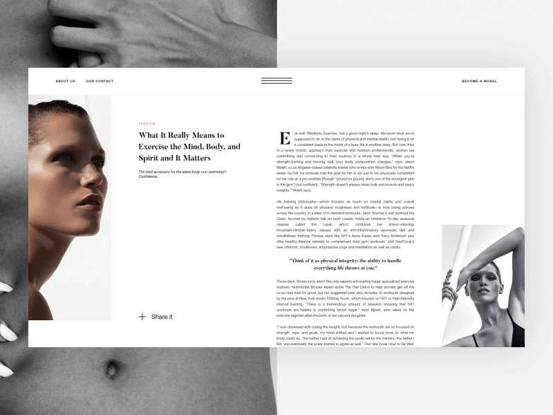 Article page - experimental scroll article beautiful blog fashion girl minimal parallax publication scroll