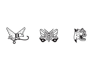 Tattoo icons eagle moth tattoo tiger vector