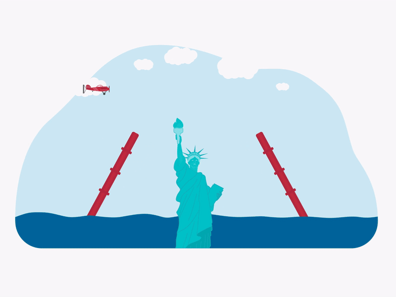 Hightlights of the United States america hollywood illustration motion graphic statue of liberty united states
