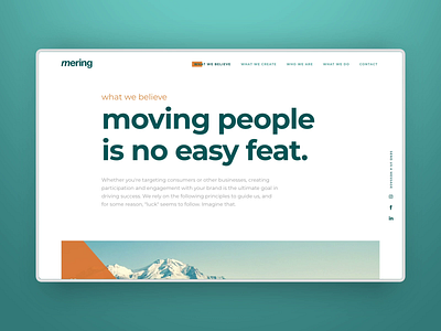 Mering – What We Believe art direction branding design digital interaction design landing page typography ui uiux web design