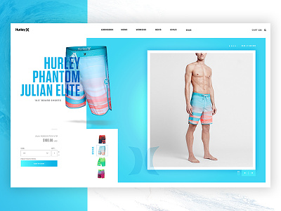 Hurley Phantom Julian Elite Concept Product Card blue concept digital hurley nike product card surf surfing ui ux water webdesign