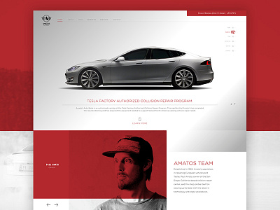 Amatos Auto Body Landing Page Concept automotive branding concept graphic design interaction design landing page tesla typography uiux web design