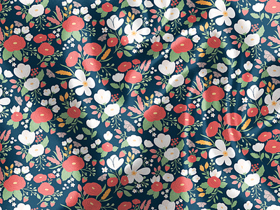 Strawberry Fields children clothing cute fabric illustration pattern pattern design strawberry surface pattern surface pattern design textile vector flowers women