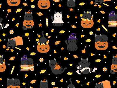 Halloween Candy & Kitties - Black