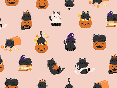 Halloween Candy & Kitties - Peachy Cream