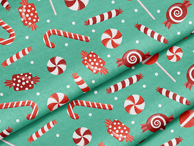 Christmas Peppermint Candy cady candy cane christmas decor holiday pattern design surface pattern surface pattern design textile wrapping paper