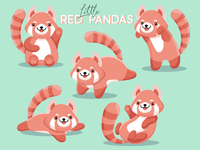 Little Red Pandas 2d adobe illustrator cute flat illustration panda pattern design red red panda surface pattern design twitch vector.