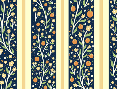 Orange Grove apparel children cute floral illustration kids kids illustration navy orange pattern pattern design print surface pattern surface pattern design textile textile pattern vector flowers youth
