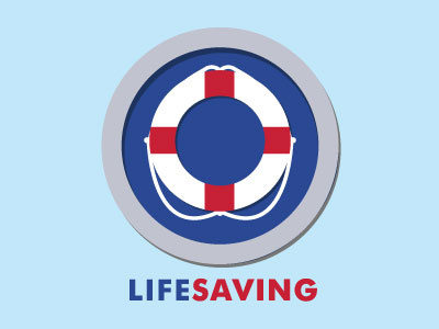 Lifesaving badge blue futura bold grey red