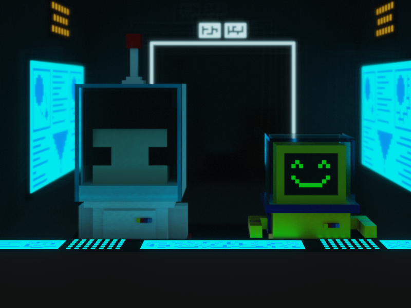 Estaba muy solo, así que decidí hacerle un amigo... spaceship future computers robot astronaut voxels space